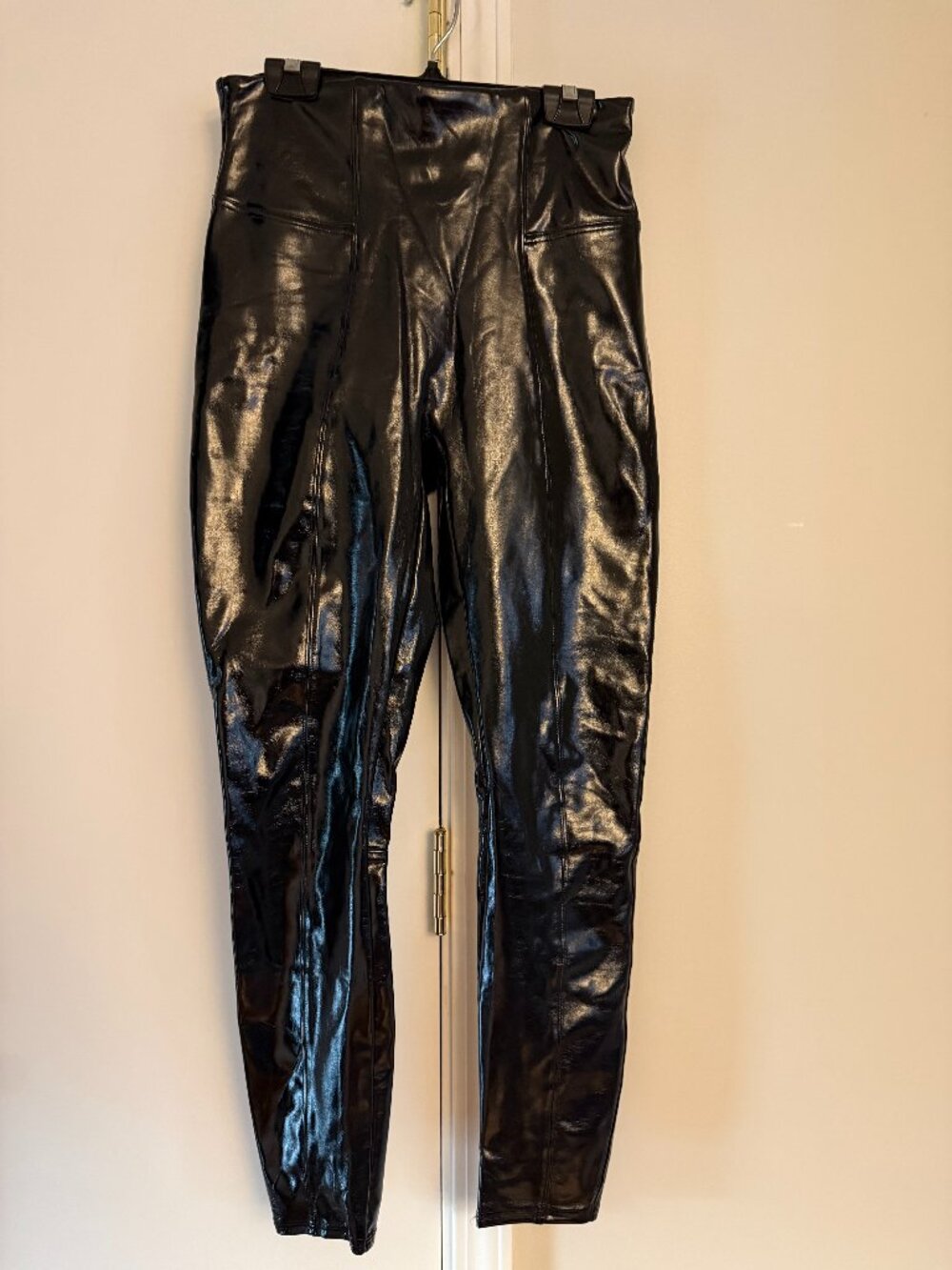 Spanx Legging Womens Medium Faux Patent Leather Shaping High Waist Gloss
